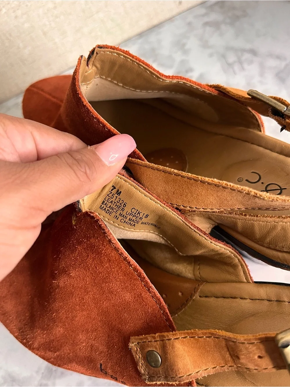 b.o.c. Rust Suede Wedge Slingback Clog - Tan Strap